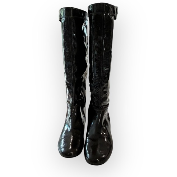 Vintage Patent Leather Flat Heel Go-Go Boots + Bonus Belt - Picture 3 of 16